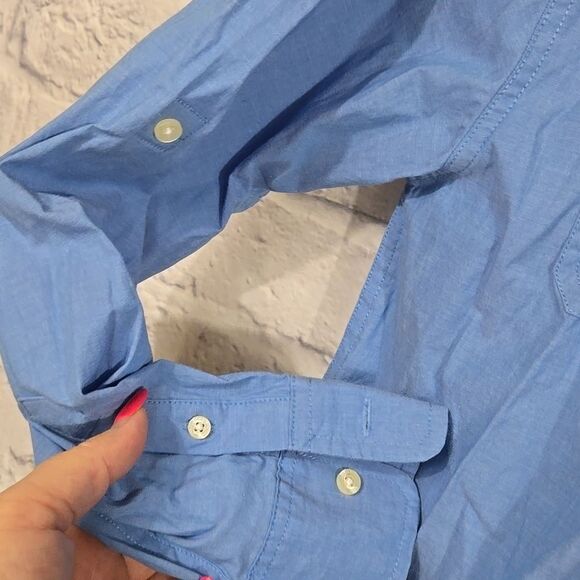 Chaps Boys 14/16 Blue Point Collar Long Sleeve Dress Shirt Formal Wedding Dressy - Picture 5 of 7